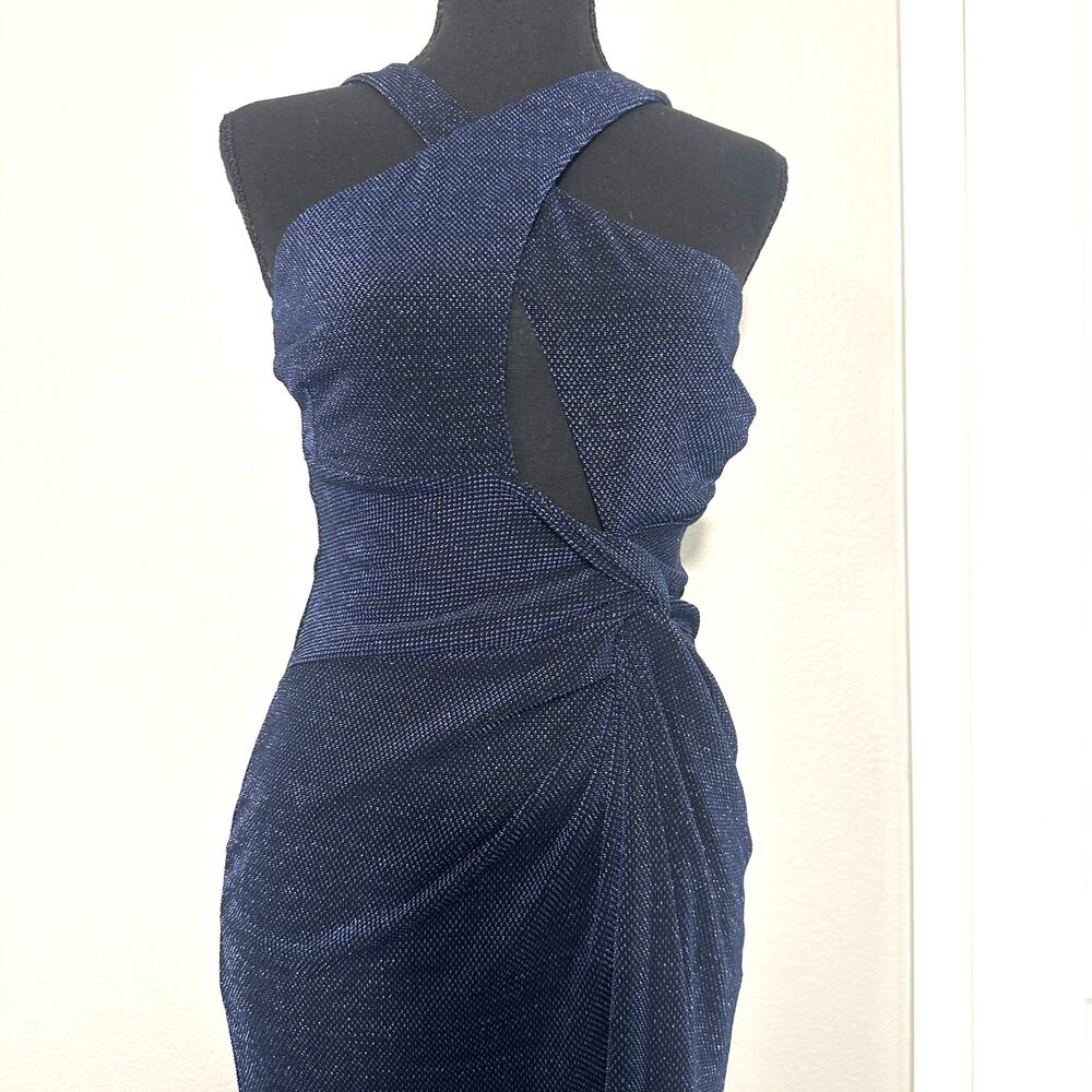 Nookie Navy Metallic Nova Gown, Revolve, New Year's, Holiday, Prom, Large NWT - Picture 3 of 11